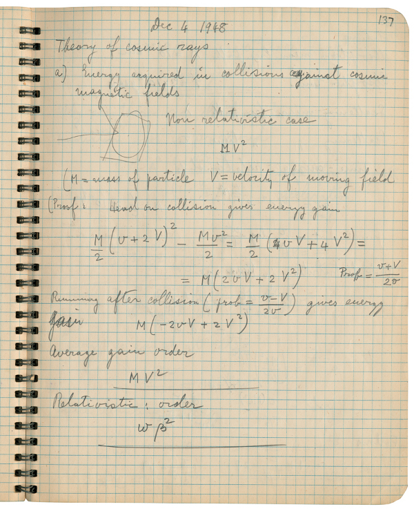 Pagina din caietul de notite al lui Fermi Pagina din caietul de notite al lui Fermi