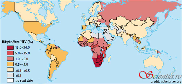 Raspandirea HIV pe planeta