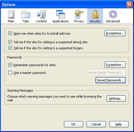 saved passwords firefox