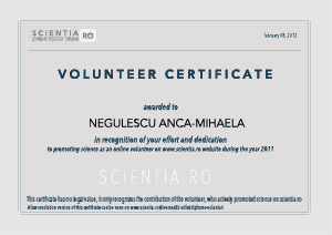 Diplomă voluntar Negulescu Anca Mihaela Diplomă voluntar Negulescu Anca Mihaela